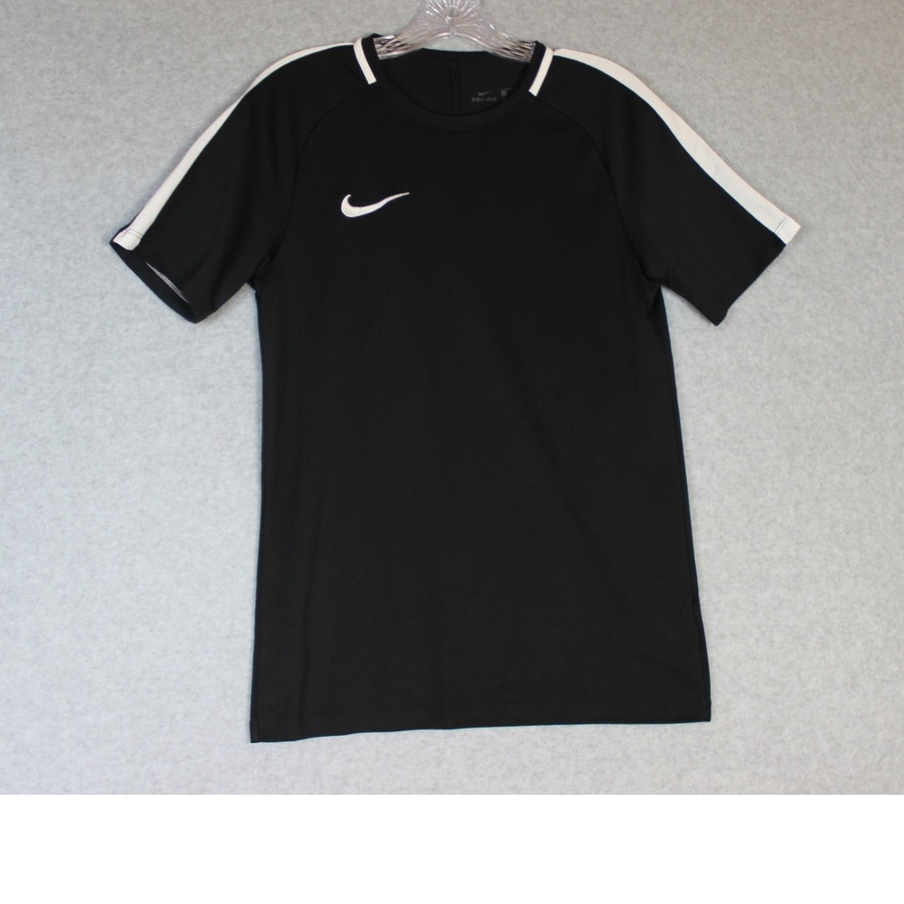 Nike Shirt Mens Small Black/White Dri-fit Swoosh Logo Pullover Crewneck Running